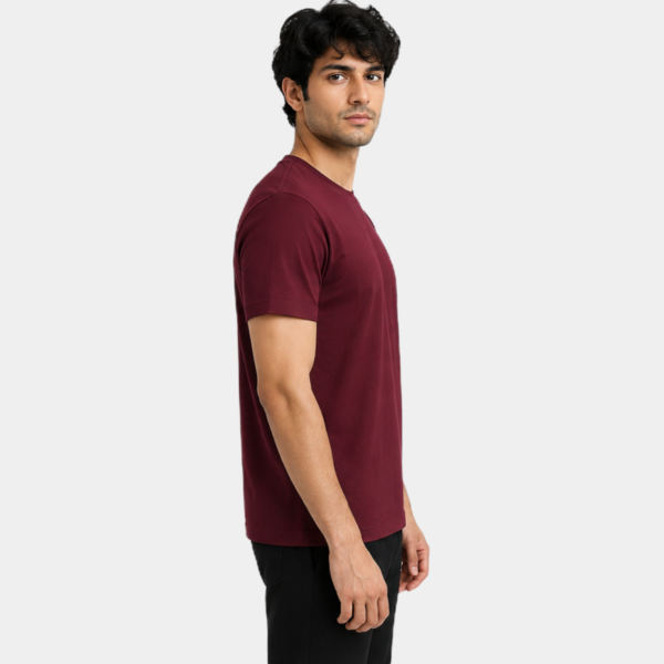 Round Neck T-Shirt - Maroon Color