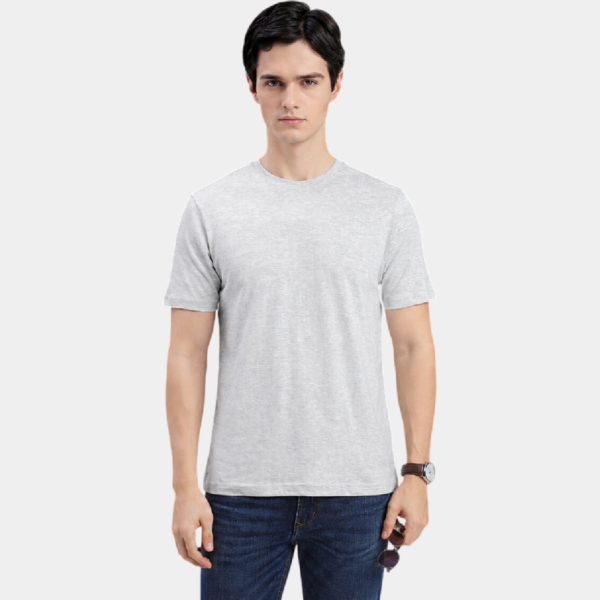 W1 F Light Grey Melange Round Neck T-Shirt