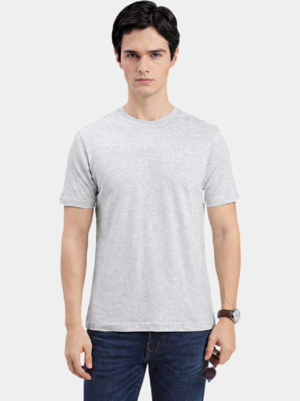 W1 F Light Grey Melange Round Neck T-Shirt