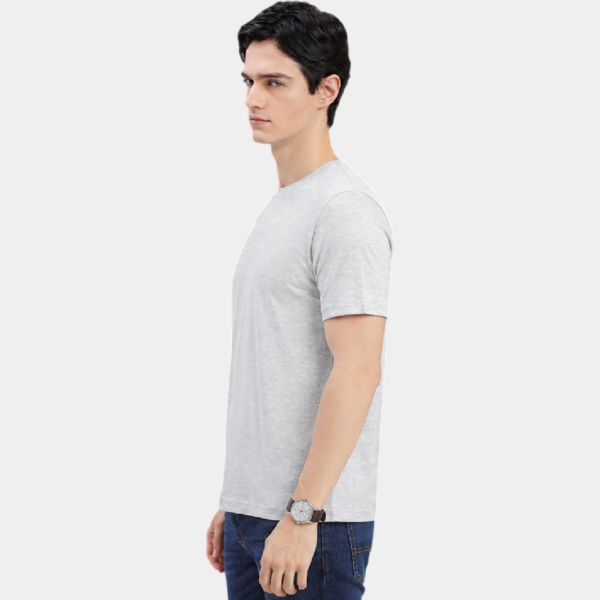 W1 LS Light Grey Melange Round Neck T-Shirt