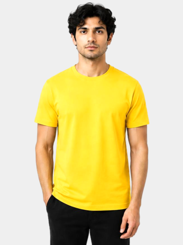 Y F Round Neck T-Shirt - Yellow Color