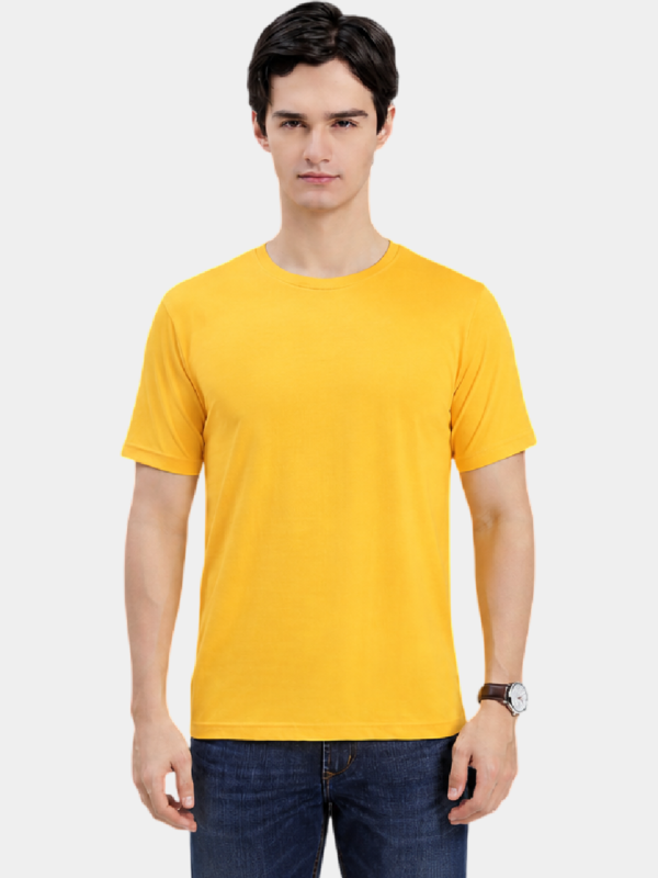 Y1 F Mustard Yellow Round Neck T-Shirt