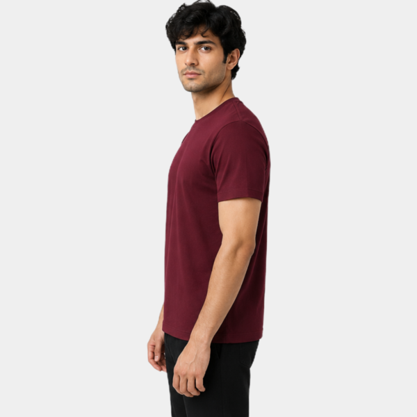 Round Neck T-Shirt - Maroon Color
